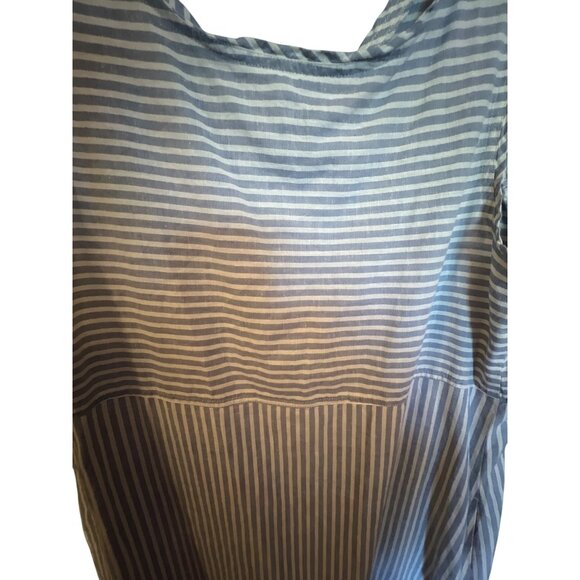 Eileen Fisher Sleeveless Striped Dress M Hemp & Cotton Blend Blue/White - Picture 2 of 6